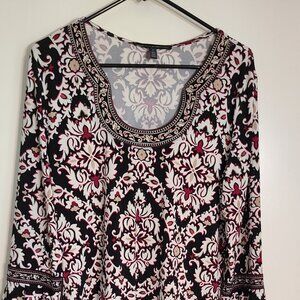 WHBM Tunic Dress in Pinks and Blacks with Stunning Neckline